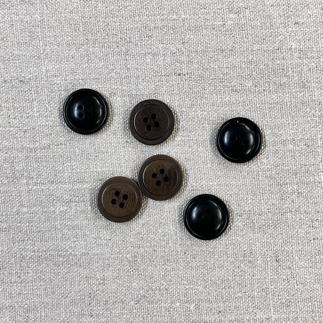 Corozo Buttons - Brown/Black - 40L